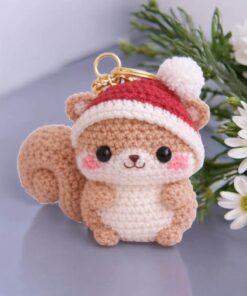 Crochet Squirrel Keychain - Handmade Amigurumi Squirrel Keyring, Cute Crochet Animal Keychain, Mini Plush Bag Charm, Gift for Animal Lovers - Image 4