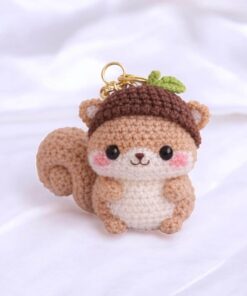 Crochet Squirrel Keychain - Handmade Amigurumi Squirrel Keyring, Cute Crochet Animal Keychain, Mini Plush Bag Charm, Gift for Animal Lovers