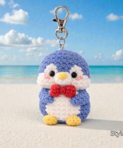 Alternative view of Crochet Penguin Keychain - Handmade Penguin Amigurumi, Cute Penguin Bag Charm, Animal Keyring Gift, Handmade Gift, Crochet Animal