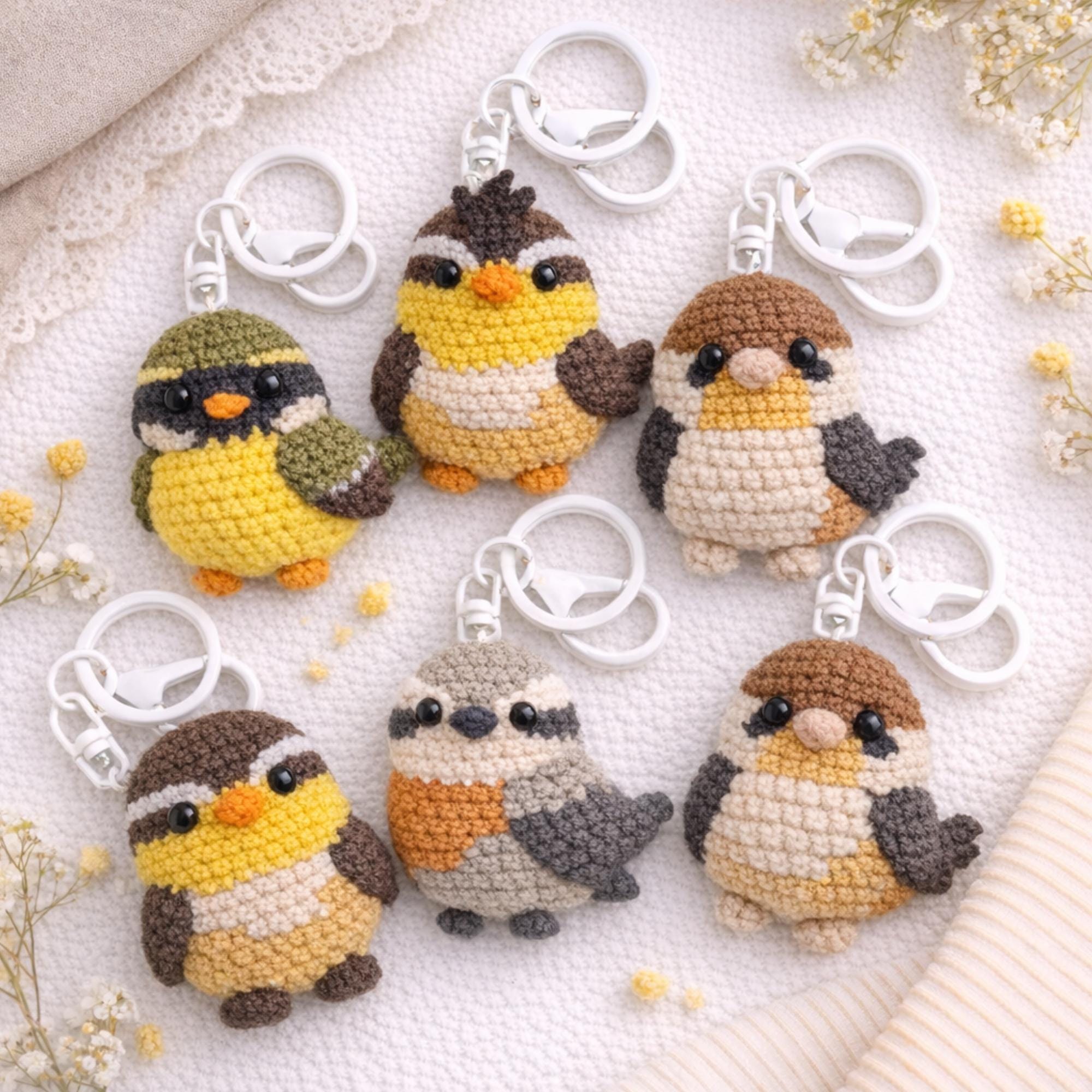 Crochet Sparrow Keychain