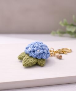 Crochet Hydrangea Flower Keychain - Handmade Hydrangea Keychain, Amigurumi Floral Bag Charm, Cottagecore Gift, Cute Marine Life Gift - Image 6