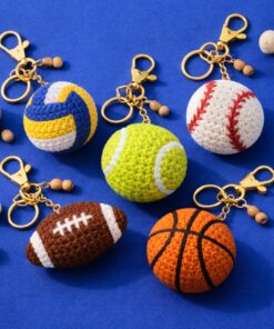 Crochet Sports Ball Keychain, Handmade Soccer Volleyball Basketball Tennis Ping Pong Ball Charm Gift, Sports Keychain, Ping Pong Ball