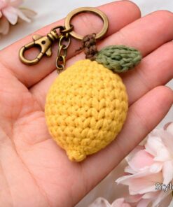 Alternative view of Crochet Fruit Keychain - Handmade Apple Grape Orange Pear Lemon Keychain, Cute Amigurumi Fruit Bag Charm Gift, Cute Marine Life Gift
