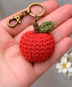 Crochet Fruit Keychain - Handmade Apple Grape Orange Pear Lemon Keychain, Cute Amigurumi Fruit Bag Charm Gift, Cute Marine Life Gift - Image 3