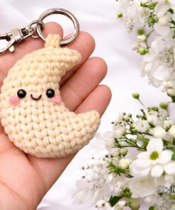 Crochet Sun Moon Rainbow Keychain - Handmade Celestial Keychain, Cloud Star Bag Charm, Cute Amigurumi Gift, Cute Marine Life Gift - Image 3