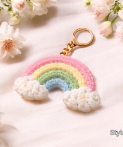 Crochet Sun Moon Rainbow Keychain - Handmade Celestial Keychain, Cloud Star Bag Charm, Cute Amigurumi Gift, Cute Marine Life Gift - Image 4