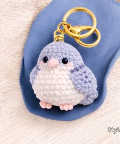 Alternative view of Crochet Dove Keychain - Handmade Pigeon Keychain, Amigurumi Bird Bag Charm, Peace Symbol Gift, Handmade Gift, Crochet Animal, Crochet Bird