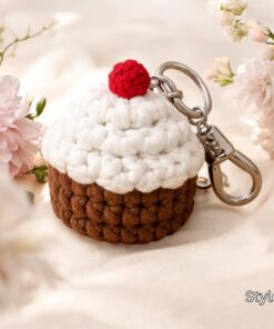 Crochet Cake Keychain - Handmade Cookie Keychain, Cute Amigurumi Dessert Bag Charm, Crochet Food Key Holder Gift, Cute Marine Life Gift - Image 6