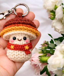Crochet Mushroom Keychain - Handmade Amigurumi Mushroom Bag Charm, Cute Kawaii Key Holder Gift, Cute Marine Life Gift, Backpack Accessory - Image 4