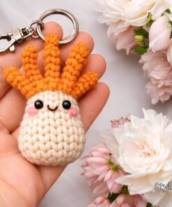 Crochet Mushroom Keychain - Handmade Amigurumi Mushroom Bag Charm, Cute Kawaii Key Holder Gift, Cute Marine Life Gift, Backpack Accessory - Image 3
