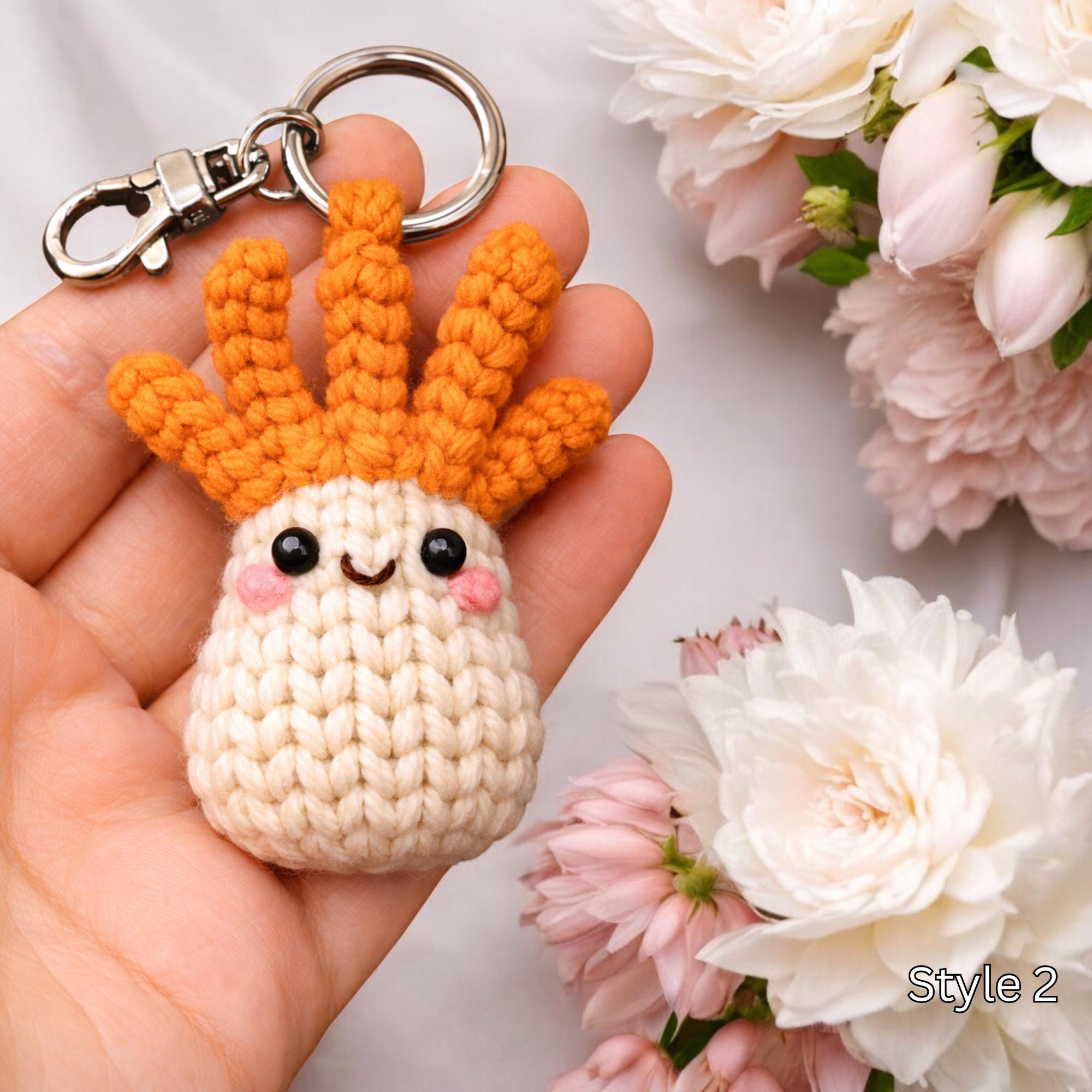 Crochet Mushroom Keychain - Handmade Amigurumi Mushroom Bag Charm, Cute Kawaii Key Holder Gift, Cute Marine Life Gift, Backpack Accessory - Image 3