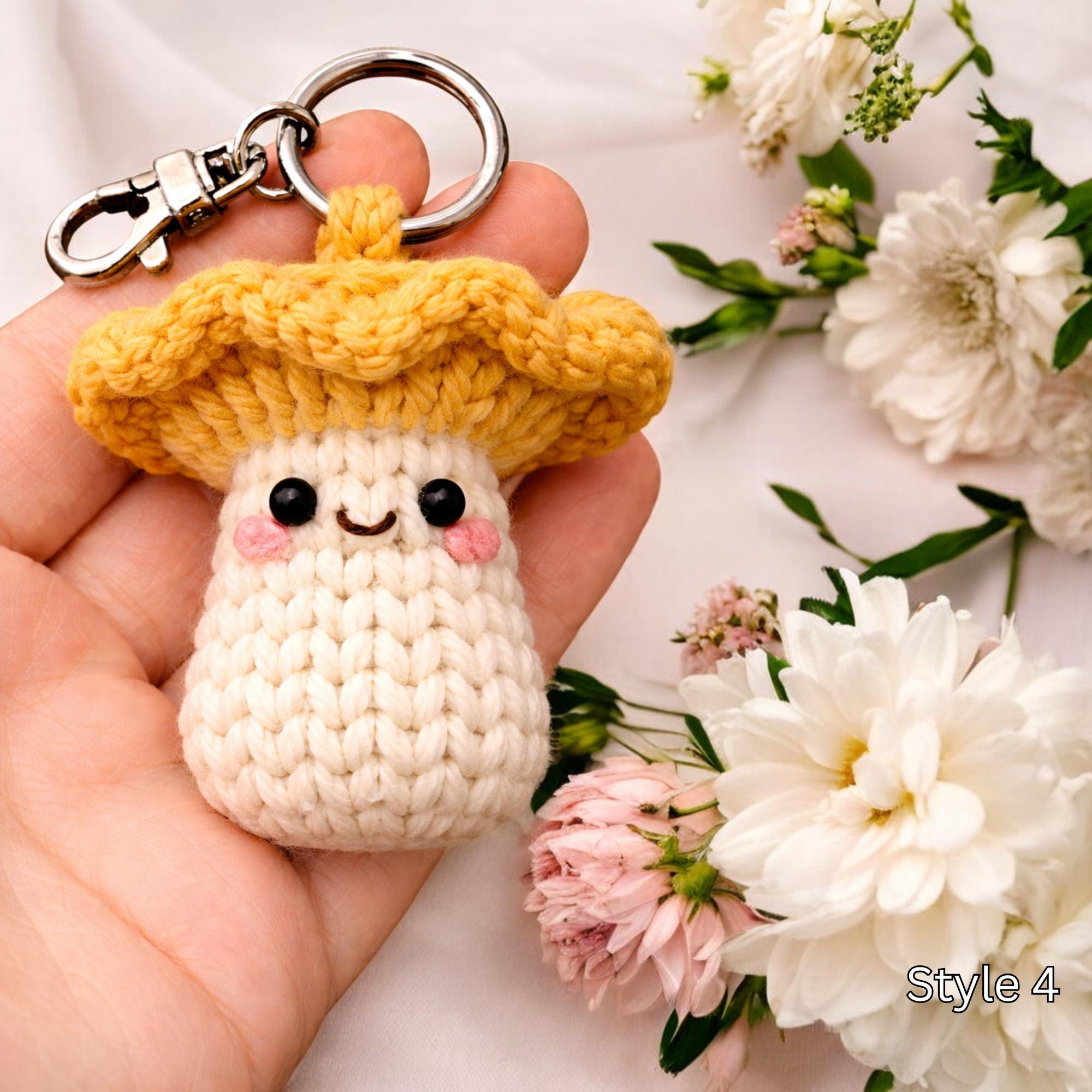 Crochet Mushroom Keychain - Handmade Amigurumi Mushroom Bag Charm, Cute Kawaii Key Holder Gift, Cute Marine Life Gift, Backpack Accessory - Image 5