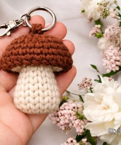 Crochet Mushroom Keychain - Handmade Amigurumi Mushroom Bag Charm, Cute Kawaii Key Holder Gift, Cute Marine Life Gift, Backpack Accessory - Image 7
