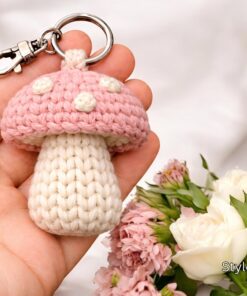 Crochet Mushroom Keychain - Handmade Amigurumi Mushroom Bag Charm, Cute Kawaii Key Holder Gift, Cute Marine Life Gift, Backpack Accessory - Image 8