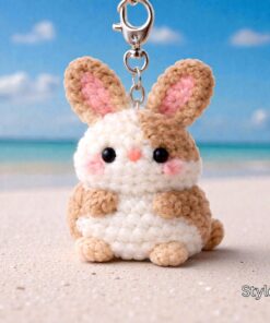 Crochet Bunny Keychain - Handmade Rabbit Keychain, Amigurumi Bunny Bag Charm, Cute Animal Gift, Handmade Gift, Crochet Animal - Image 5
