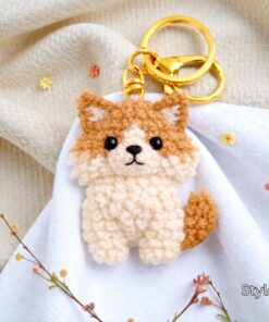 Alternative view of Crochet Cat Keychain - Handmade Cat Keychain, British Shorthair Longhair Amigurumi Kitty Bag Charm Gift, Handmade Gift, Crochet Animal