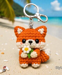 Crochet Cute Fox Keychain - Handmade Fox Amigurumi, Fox Bag Charm, Fox Keychain, Animal Keyring Gift, Handmade Gift, Crochet Animal - Image 5