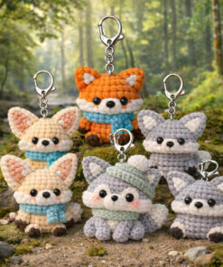 Crochet Cute Fox Keychain - Handmade Fox Amigurumi, Fox Bag Charm, Fox Keychain, Animal Keyring Gift, Handmade Gift, Crochet Animal