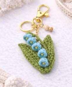 Crochet Lily of the Valley Keychain - Handmade Floral Keychain, Amigurumi Flower Bag Charm, Cottagecore Gift, Cute Marine Life Gift - Image 7